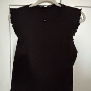 Zara Black Ruffle Sleeve Top